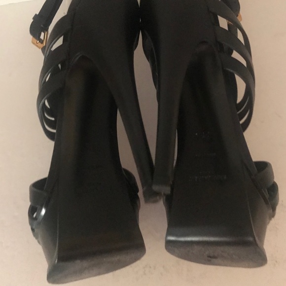 YSL Tribute Cage Sandal Black Leather 38 1/2 - Picture 5 of 7